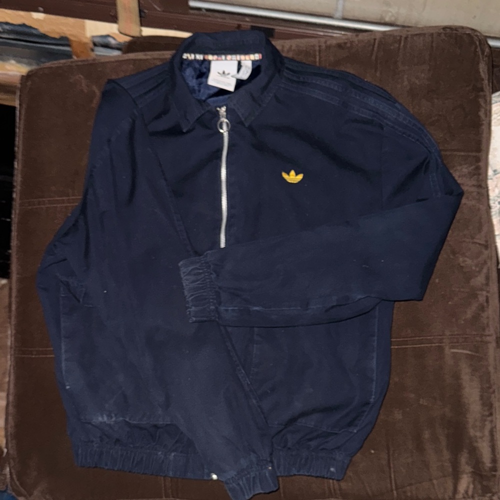 adidas Navy Track Jacket with Yellow Trefoil